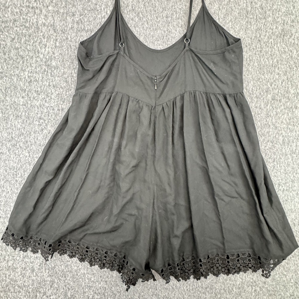 Volcom Romper M Black Lace Trim Strappy Mini Boho Festival Womens - Picture 5 of 10